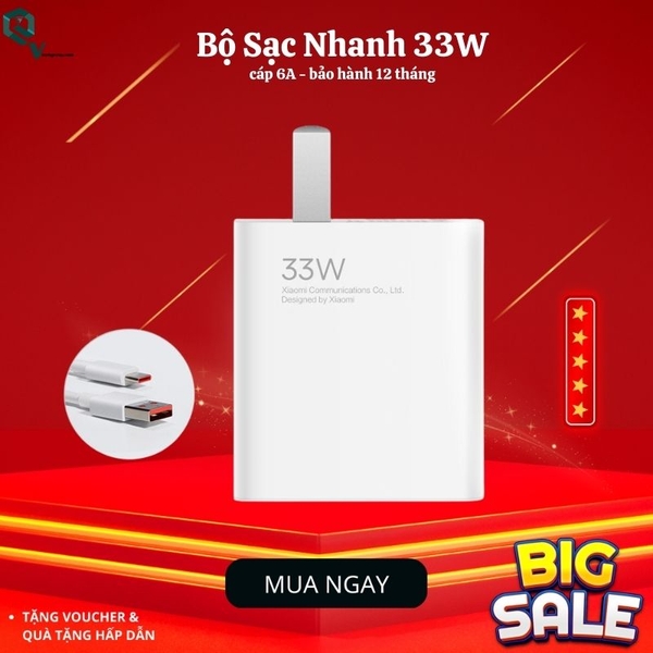 Bộ Sạc nhanh Xiaomi 33w Mi Charge Turbo kèm dây sạc Type C -  Bảo Hành 12 Tháng