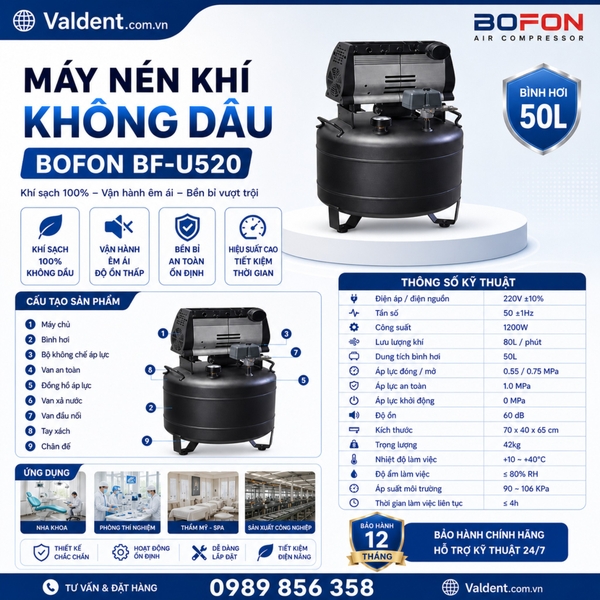 Máy nén khi không dầu Bofon BF-U520
