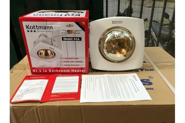 Đèn sưởi nhà tắm âm trần 1 bóng Kottmann K1A