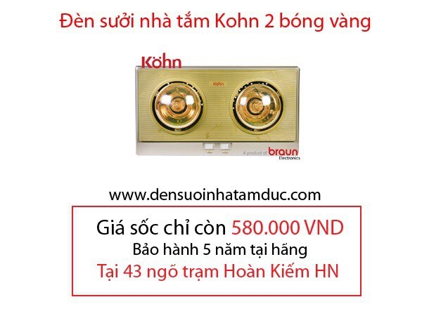 Đèn sưởi nhà tắm 2 bóng Kohn KP02G 550W