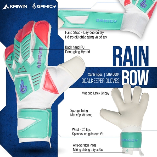 Găng Tay Thủ Môn Gamicy RainBow - Xanh Ngọc