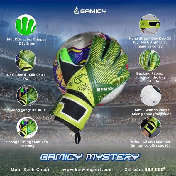 Găng Tay Thủ Môn Gamicy Mystery - Xanh Chuối