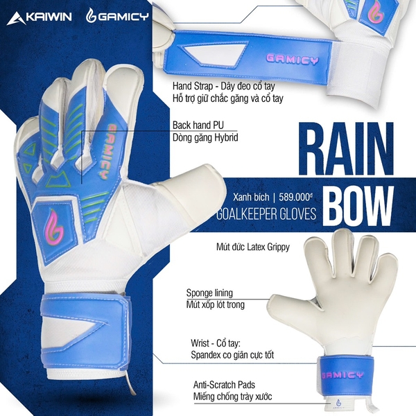 Găng Tay Thủ Môn Gamicy RainBow - Xanh Bích
