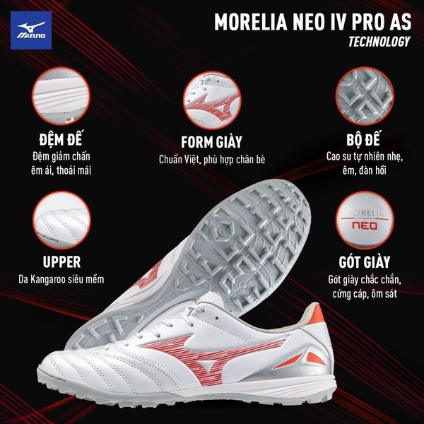 Mizuno Morelia Neo IV Pro As - Trắng/Đỏ