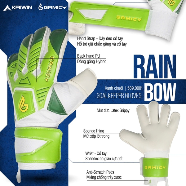 Găng Tay Thủ Môn Gamicy RainBow - Xanh Chuối