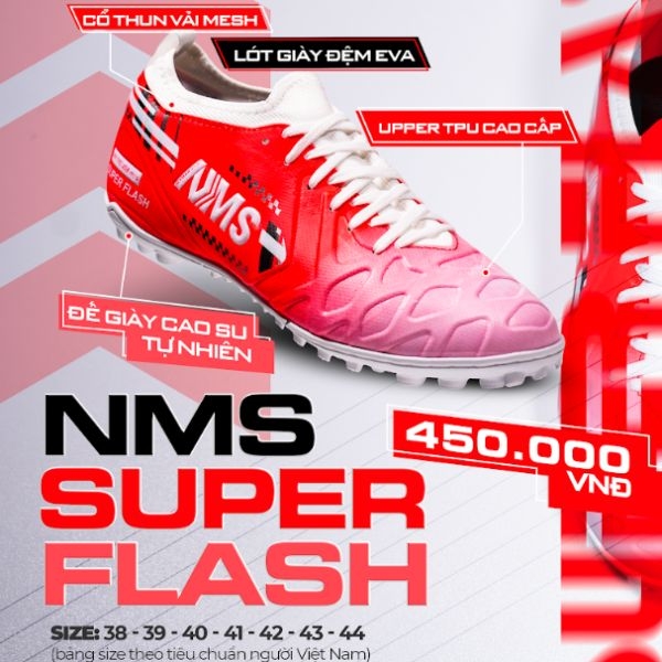 Giày Bóng Đá Chính Hãng NMS SUPER FLASH - Đỏ