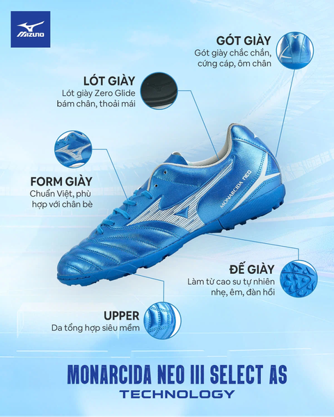 Mizuno Monarcida Neo lll Select As TF Mugen - Xanh/Trắng P1GD242527