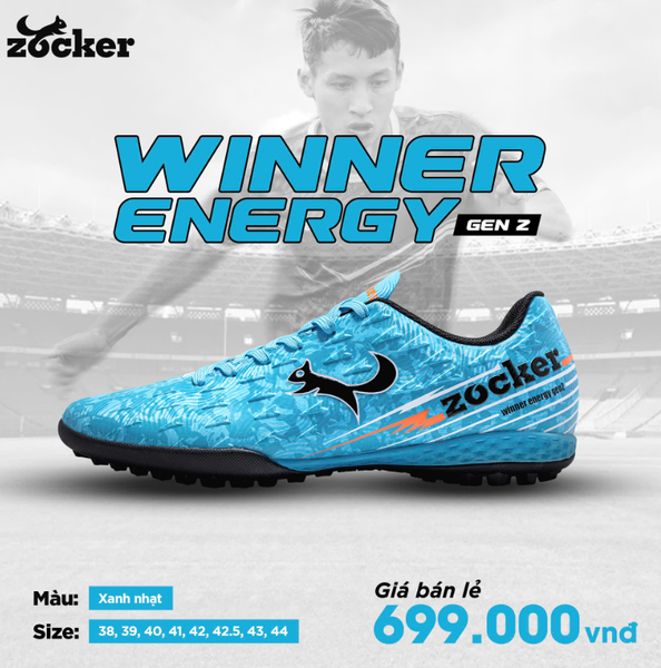 Giày Bóng Đá Zocker Winner Energy TF Gen 2 - Xanh Nhạt