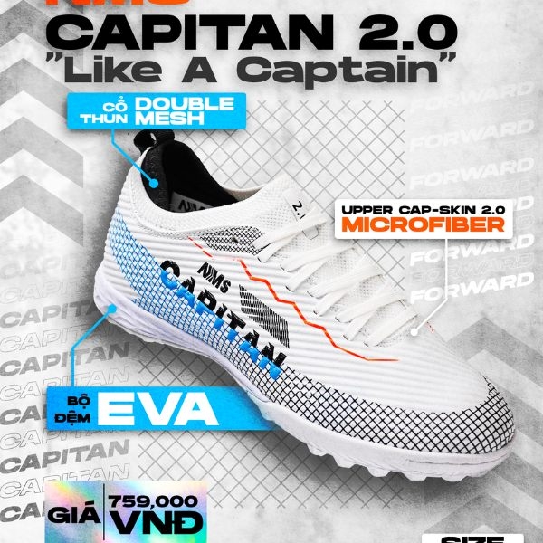 Giày Bóng Đá NMS Capitan 2.0 -Trắng