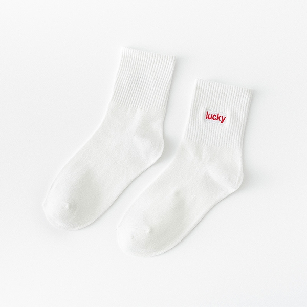 Tất trơn thêu chữ 4LUCKY - 1004