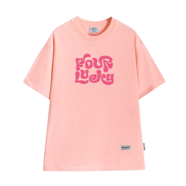 ÁO THUN 4LUCKY IN NỔI CHỮ HỒNG 