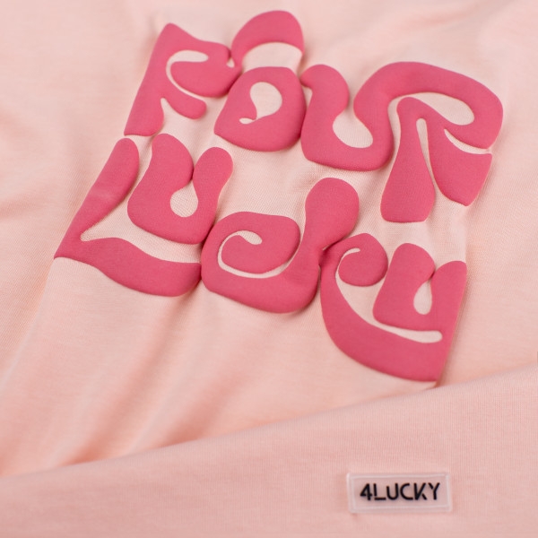 ÁO THUN 4LUCKY IN NỔI CHỮ HỒNG 