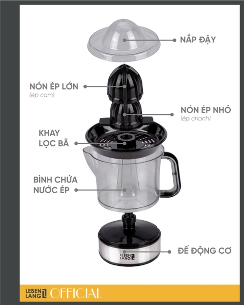 LB389 - Máy vắt cam Lebenlang 40W 700ml