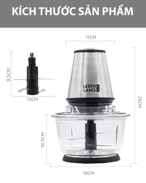 LBUF1920 - Máy xay thịt thủy tinh LEBENLANG 400W 1200ml