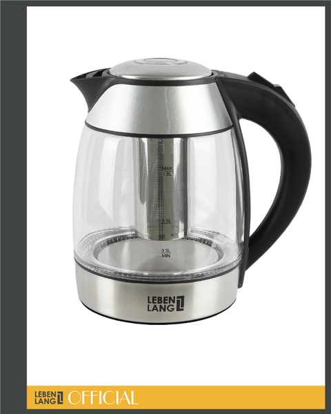 LBE2819 - Ấm siêu tốc, ấm đun nước thủy tinh LEBENLANG dung tích 1800ml
