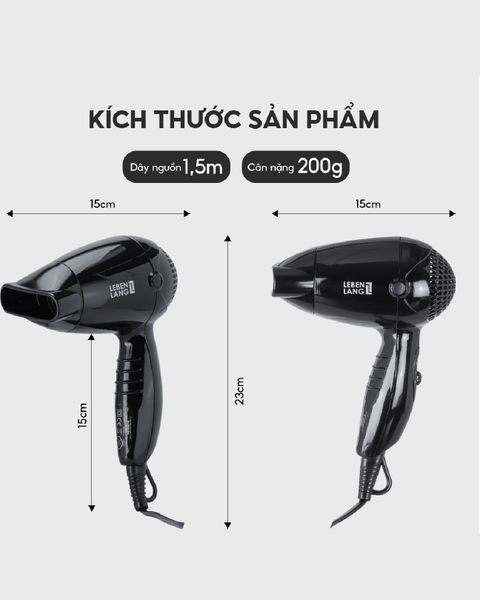 LBL3083 - Máy sấy tóc mini kèm túi đựng Lebenlang 1200W