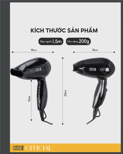 LBL3083 - Máy sấy tóc mini kèm túi đựng Lebenlang 1200W