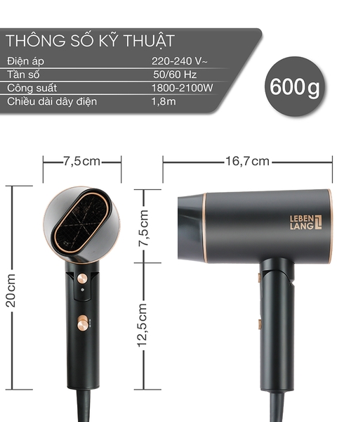 LBH3088 - Máy sấy tóc LEBENLANG 1800-2100W