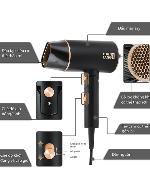 LBH3088 - Máy sấy tóc LEBENLANG 1800-2100W
