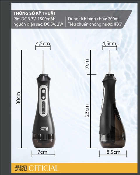 LBT1486 - Máy tăm nước LEBENLANG 21W 200ml 1500mAh