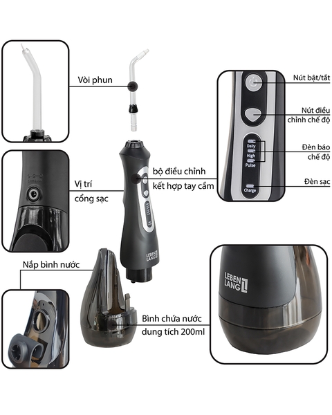 LBT1486 - Máy tăm nước LEBENLANG 21W 200ml 1500mAh