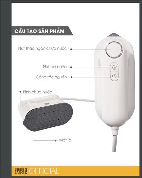 LBL5287 - Bàn là hơi nước cầm tay du lịch LEBENLANG 1200W 100ml