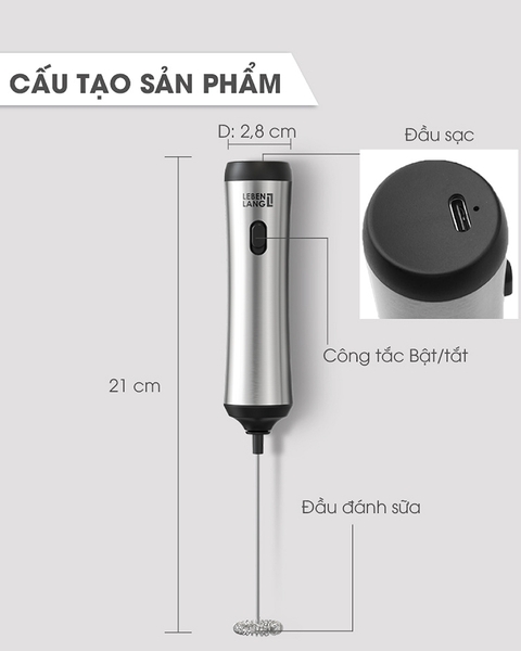 LBL4583 - Máy tạo bọt cầm tay đa năng LEBENLANG 10W sạc pin