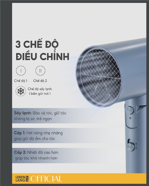 LBL3033 - Máy sấy tóc công nghệ ion LEBENLANG 2000W