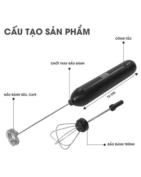 LBL4588 - Máy tạo bọt, đánh trứng cầm tay đa năng LEBENLANG 6W sạc pin