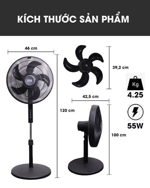LBL1863 - Quạt điện Lebenlang đa chức năng, có điều khiển từ xa chiều cao 150cm 55W