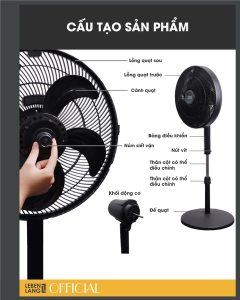 LBL1863 - Quạt điện Lebenlang đa chức năng, có điều khiển từ xa chiều cao 150cm 55W
