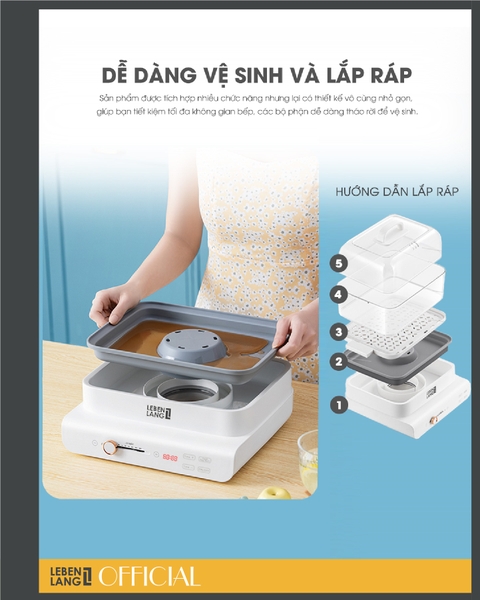 LBEL5031 - Nồi hấp Lebenlang 3 tầng 18000ml