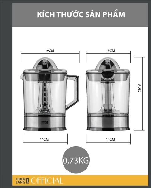 LB3898 - Máy vắt cam Lebenlang 40W dung tích 1200ml