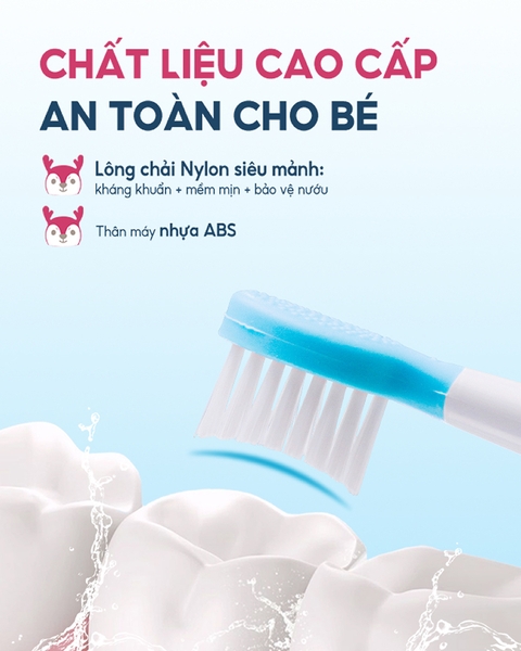 LBL3021-Bàn chải điện thông minh cho bé Lebenlang chống nước IPX7, 3 chế độ
