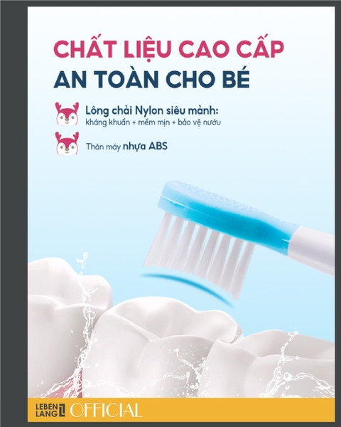 LBL3021-Bàn chải điện thông minh cho bé Lebenlang chống nước IPX7, 3 chế độ