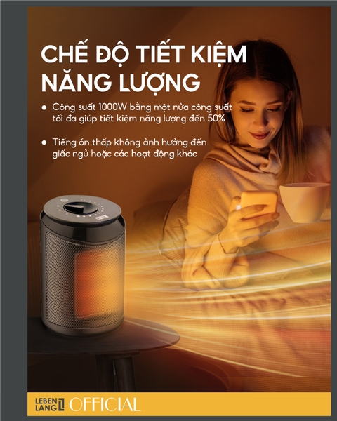 LBL0278 - Máy sưởi PTC gốm Lebenlang để bàn, điều khiển cơ