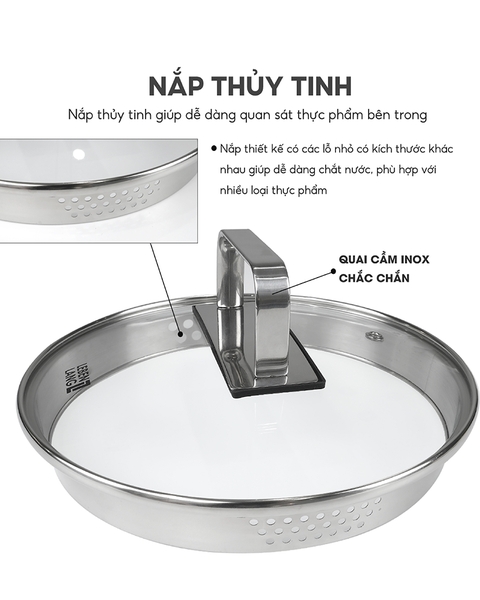 LBL2529- Nồi inox đa năng nắp kính Lebenlang 2500ml