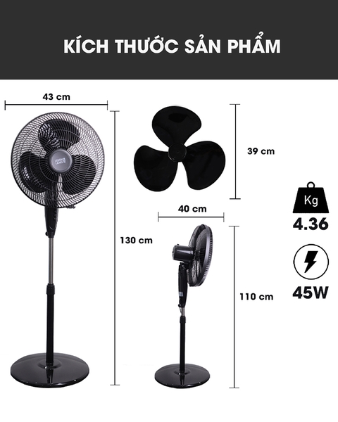 LBL1862 - Quạt điện Lebenlang 03 chế độ, chiều cao 130cm 45W