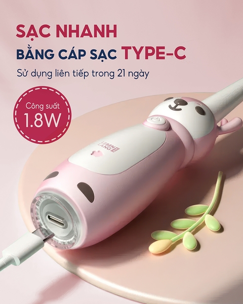 LBL3021-Bàn chải điện thông minh cho bé Lebenlang chống nước IPX7, 3 chế độ