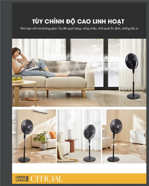 LBL1862 - Quạt điện Lebenlang 03 chế độ, chiều cao 130cm 45W