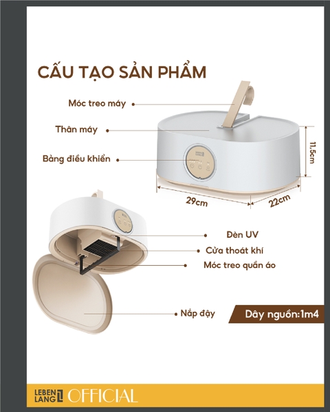 LBL6268 - Tủ sấy quần áo Lebenlang gấp gọn 600W sức chứa 10kg