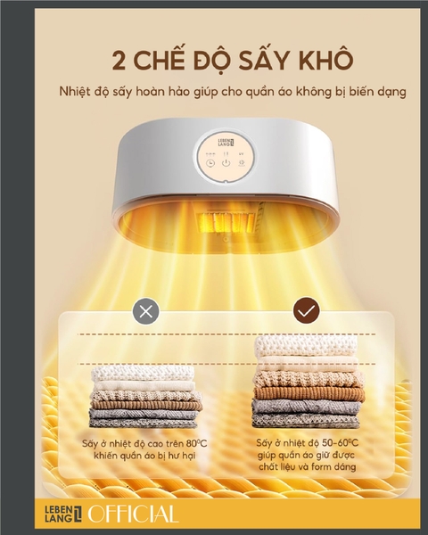 LBL6268 - Tủ sấy quần áo Lebenlang gấp gọn 600W sức chứa 10kg