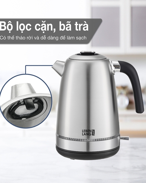LBWE7762 - Ấm  siêu tốc, ấm đun nước inox LEBENLANG dung tích 1700ml