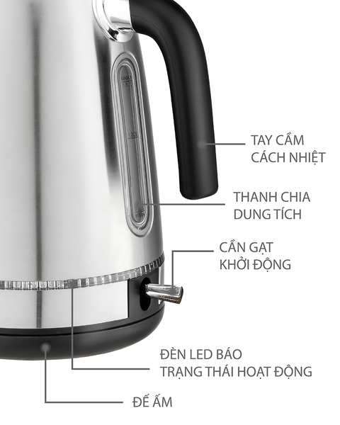 LBWE7762 - Ấm  siêu tốc, ấm đun nước inox LEBENLANG dung tích 1700ml