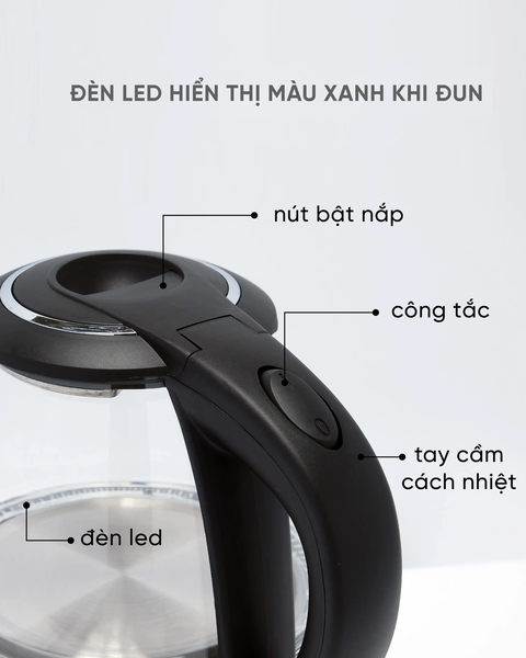 LBL2829 - Ấm siêu tốc, ấm thủy tinh Lebenlang LBL2829 dung tích 1000ml