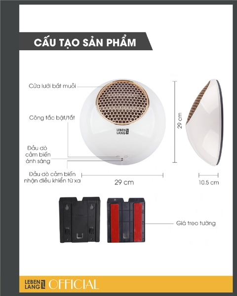 LBL2301 - Đèn bắt muỗi, máy bắt muỗi treo tường tự động Lebenlang