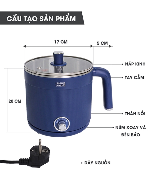LBL0606-Nồi điện đa năng Lebenlang 600W dung tích 1500ml