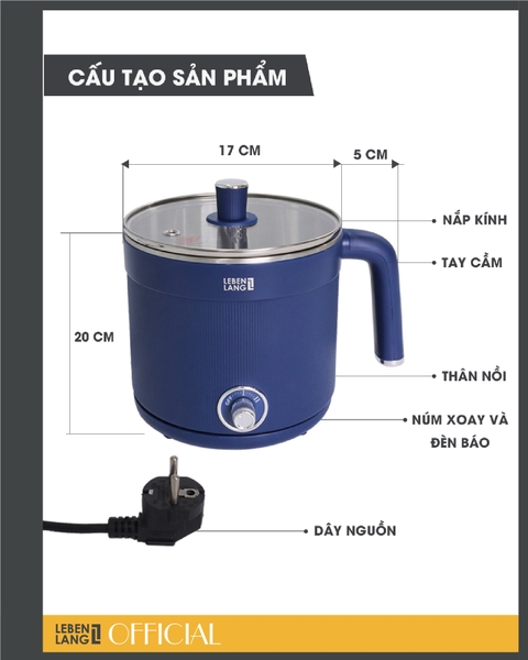 LBL0606-Nồi điện đa năng Lebenlang 600W dung tích 1500ml