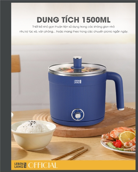 LBL0606-Nồi điện đa năng Lebenlang 600W dung tích 1500ml