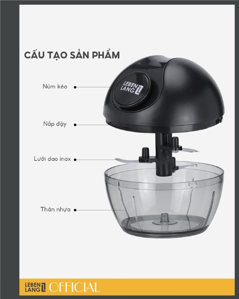LBL3999 - Dụng cụ nhà bếp, máy xay cầm tay Lebenlang 180ml